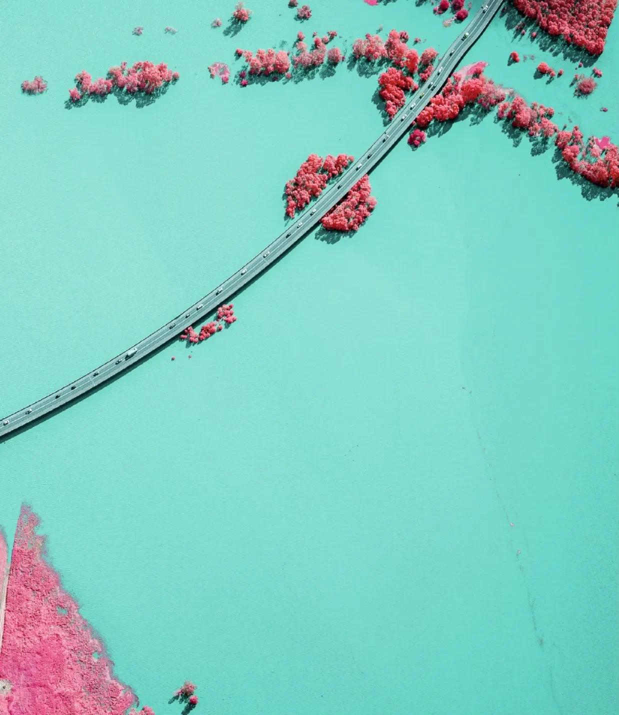 Infrared shot of the Hawkesbury River flood near Sydney, March 2021. Photo: Chad Ajamian