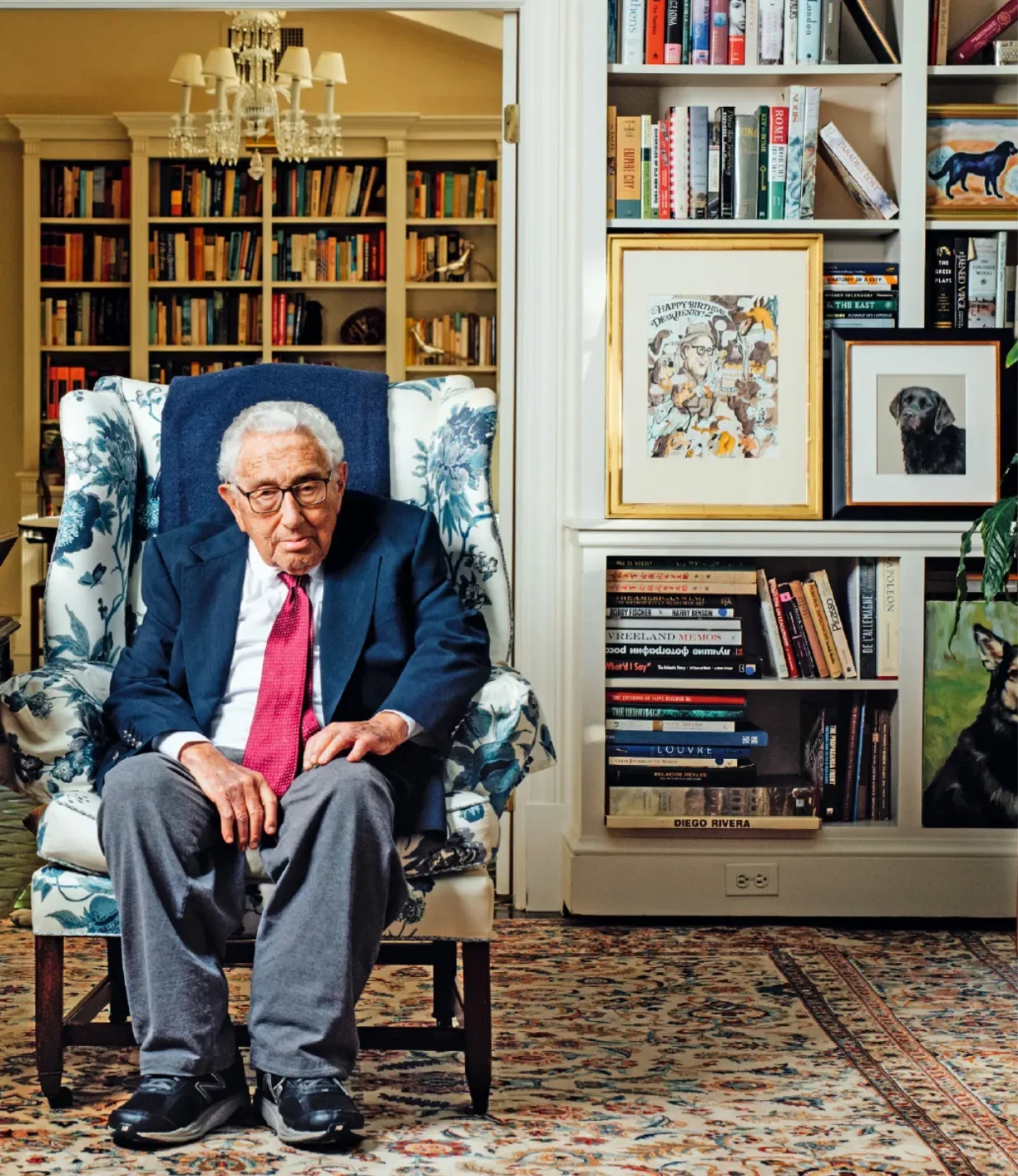 Henry Kissinger at home – at 100, still a sharp commentator on world affairs.