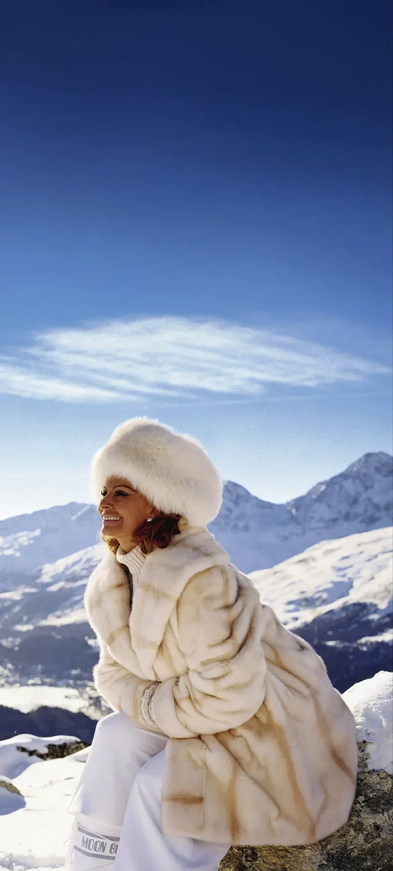 Sophia Loren on Muottas Muragl near Pontresina, 25 January 2002. Photo: Michel Comte