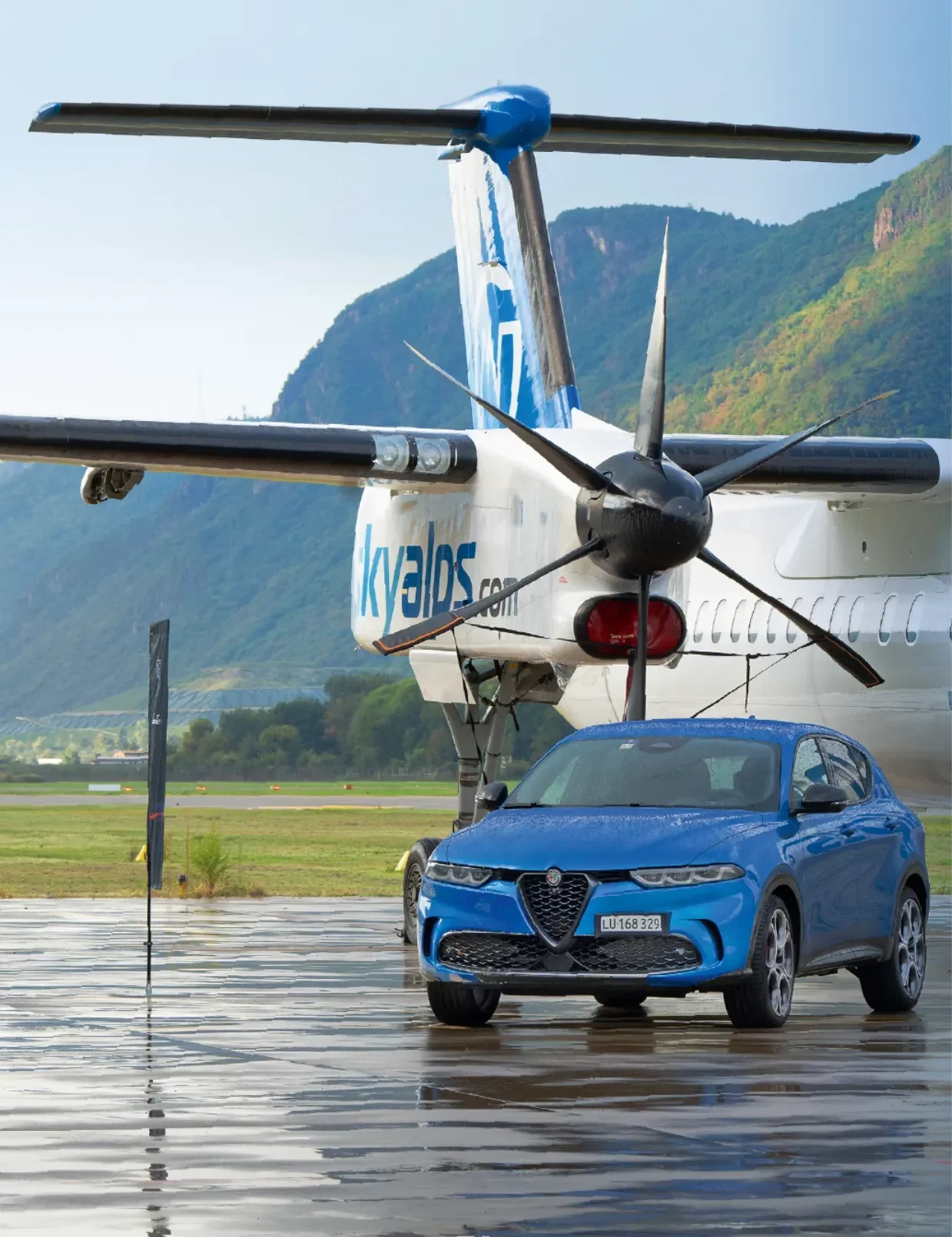 From plane to car: reaching South Tyrol by air is far more relaxing than by road. Photo: Alfa Romeo